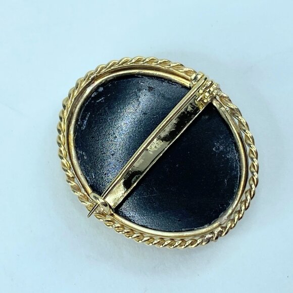 Antique Micro-mosaic 14k yellow gold rope bezel Dog Brooch 8g 30mm JR959 - Picture 7 of 8